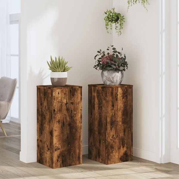 vidaXL Plant Stand Set of 2 Smoked oak Engineered wood Medium
