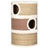 vidaXL Cat Barrel Brown, White Flakeboard, plush, seagrass Large Durable
