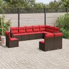 vidaXL 10 Piece Patio Sofa Set with Cushions Brown Poly Rattan
