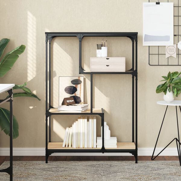 vidaXL Bookshelf Sonoma Oak Engineered wood, Steel 31.9 x 14.2 x 45.3 in