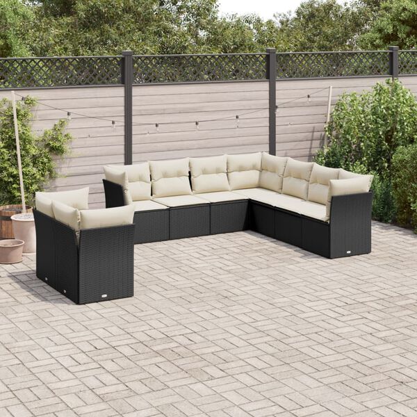 vidaXL Garden Sofa Set Black, Cream White