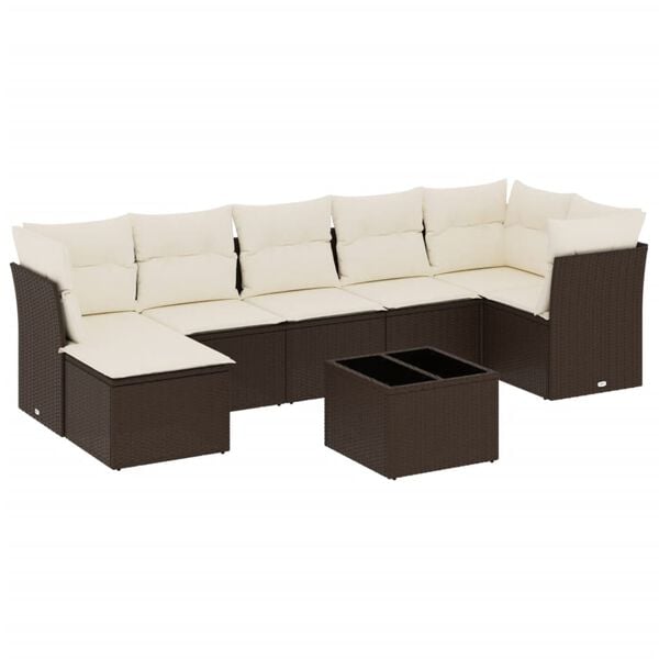 vidaXL Garden Sofa Set Brown, Cream White