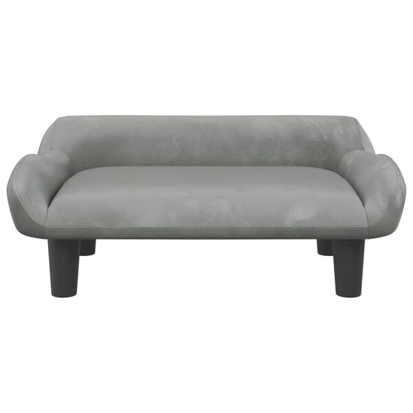 vidaXL Kids Sofa Light Gray Velvet (100% polyester), Solid pine wood, Foam