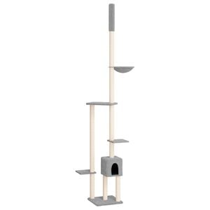 vidaXL Cat Tree Light grey Engineered wood, plush, sisal