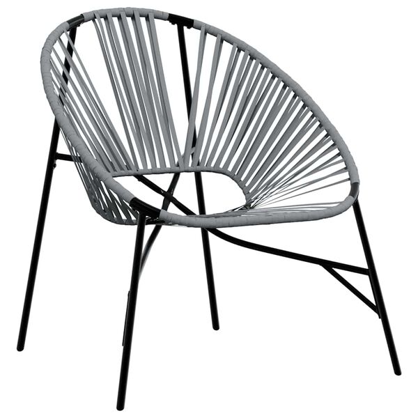 vidaXL Garden Chair Set Black and Light Gray PE Rattan, Powder-Coated Steel