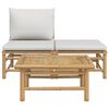 vidaXL Garden Lounge Set Light grey cushions, Natural bamboo