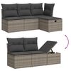 vidaXL Garden Sofa Set Grey PE Rattan Large Adjustable Armrests
