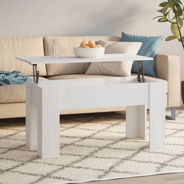 vidaXL Coffee Table White Engineered wood Medium Adjustable