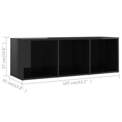 vidaXL TV Cabinets 2 pcs High Gloss Black 42.1"x14"x15" Chipboard