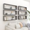 vidaXL Wall Shelf Set of 6 High gloss gray Engineered wood Medium