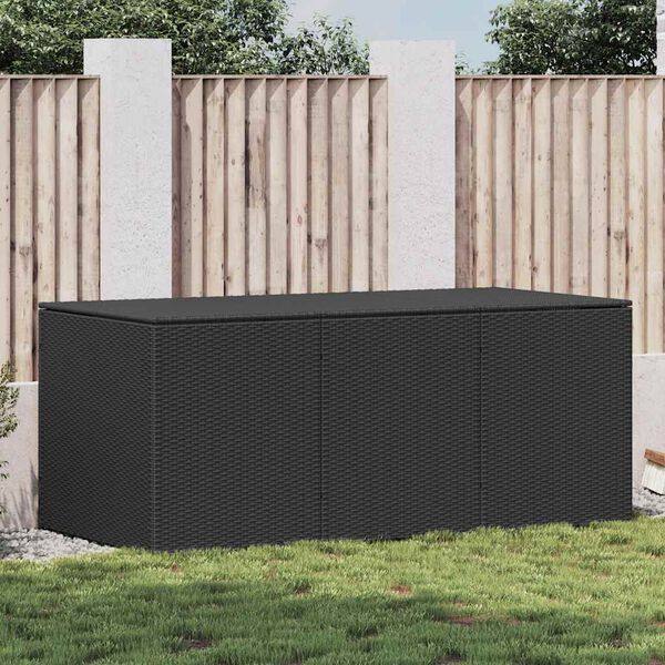 vidaXL Storage Chest Black Polyethylene Rattan Large Garden Storage Box