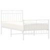 vidaXL Bed Frame White Powder-Coated Steel 35.4x78.7 in Bed Frame