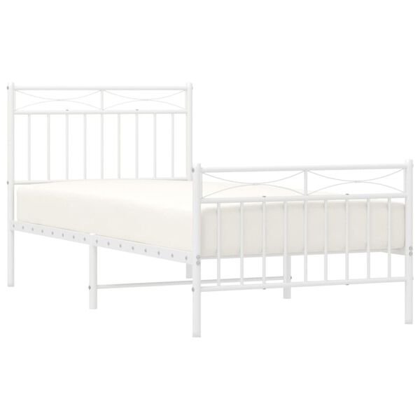 vidaXL Bed Frame White Powder-Coated Steel 35.4x78.7 in Bed Frame