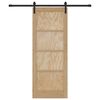 vidaXL Sliding Door Natural and Black 30.71 x 79.53 in Solid Pine Wood