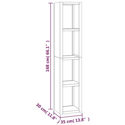 vidaXL Book Cabinet 13.8"x11.8"x66.1" Solid Wood Teak