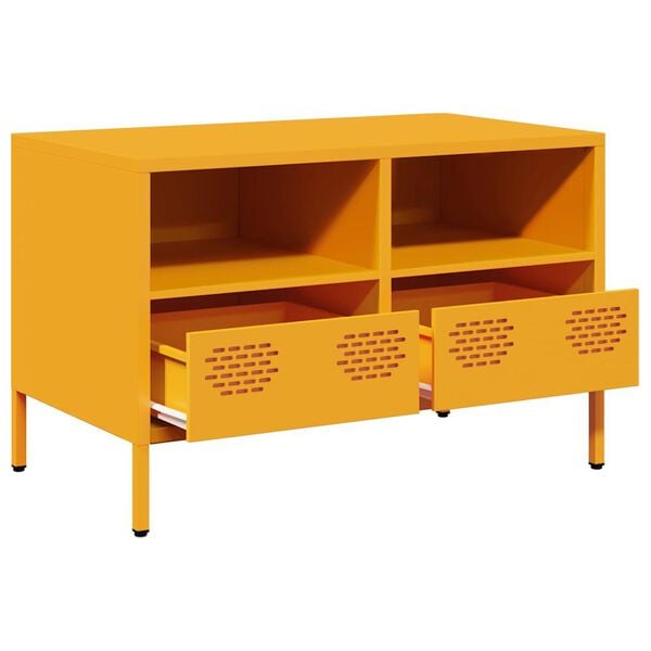 vidaXL TV Cabinet Mustard Yellow Cold-rolled Steel Medium TV Cabinet