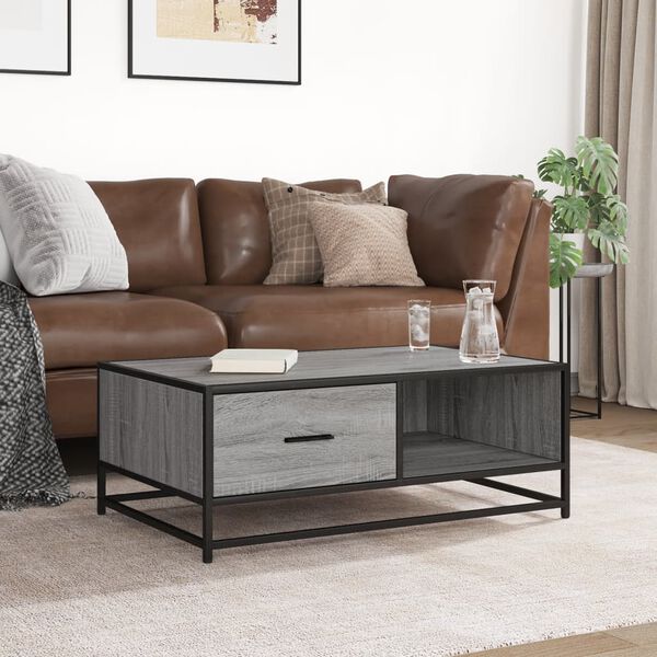 vidaXL Coffee Table Grey Sonoma Engineered wood and metal