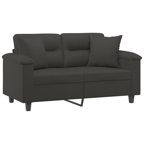 vidaXL 2-seater Sofa Dark grey Microfiber, metal, plywood Medium