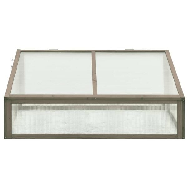 vidaXL Greenhouse Grey Solid firwood, PC board Small Collapsible