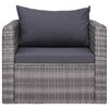 vidaXL Garden Lounge Set Grey Poly rattan Large Removable Covers