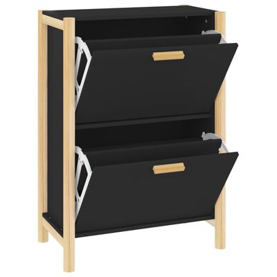 vidaXL Shoe Cabinet Black 22.6"x13"x31.5" Engineered Wood