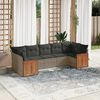 vidaXL Garden Sofa Set Grey Poly Rattan, Steel, Acacia wood Large