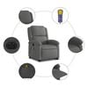 vidaXL Electric Stand Up Massage Recliner Chair Gray Real Leather Standard