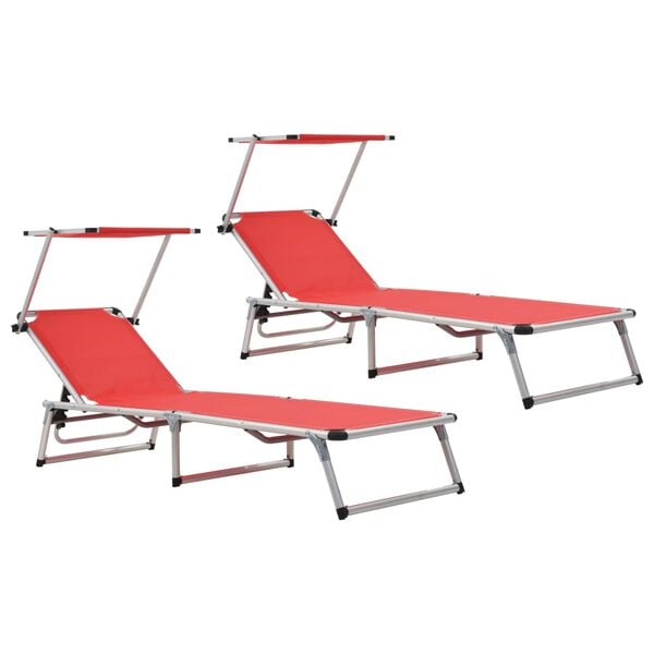 vidaXL Sun Lounger Red Aluminum Standard Collapsible