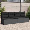 vidaXL Garden Sofa Black Poly Rattan, Powder-Coated Steel 4-Seater