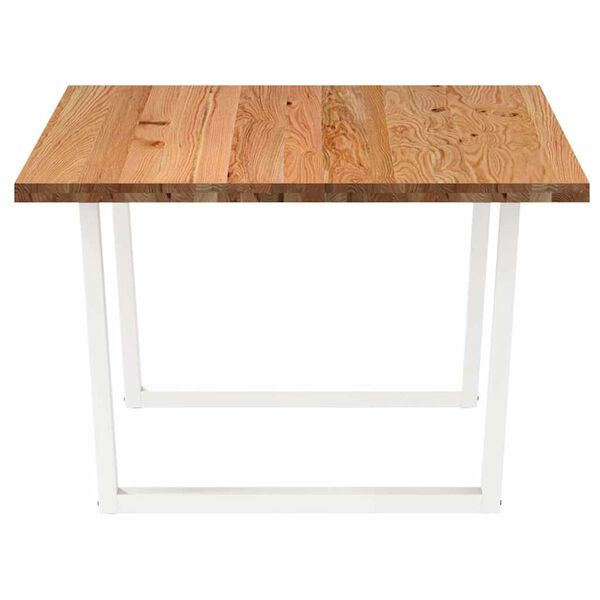 vidaXL Dining Table Light Brown, White Solid oak wood, Powder-coated steel