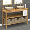 vidaXL Vanity Cabinet With Sink Cream Teak Wood Medium
