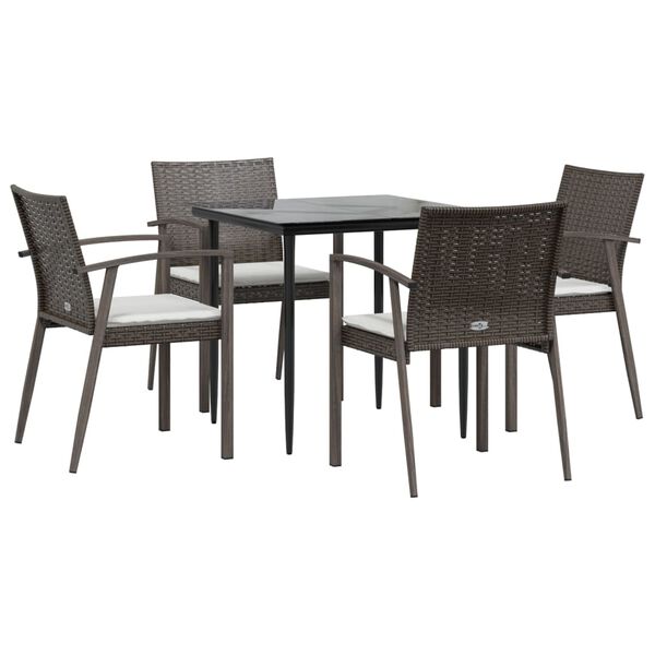 vidaXL Garden Dining Set Brown, Black, Cream White