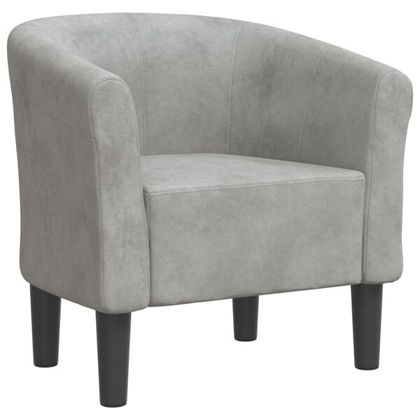vidaXL Tub Chair Light Grey Velvet Standard Durable Armchair Round