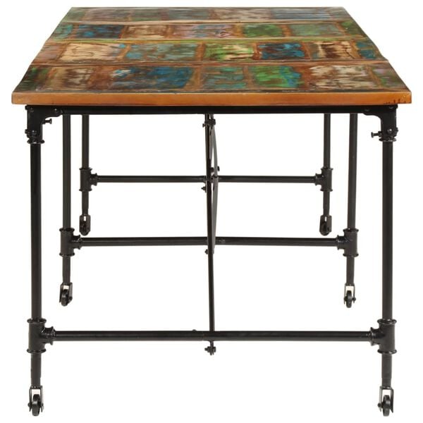 vidaXL Dining Table Mixed Colors Solid reclaimed wood with metal legs