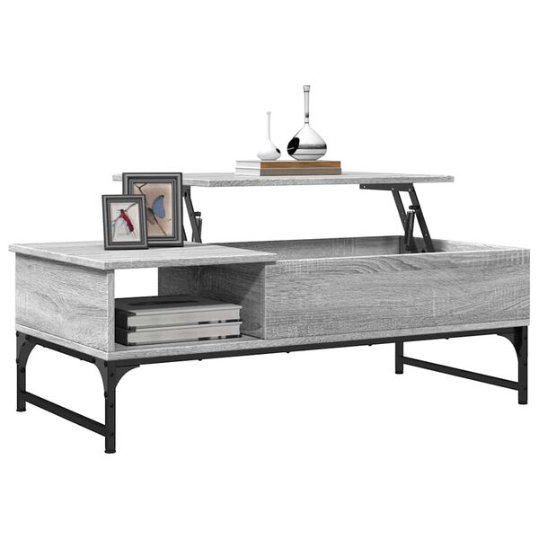 vidaXL Coffee Table Grey Sonoma Engineered Wood Medium Adjustable Feet