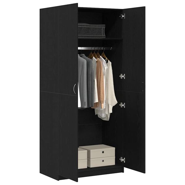 vidaXL Wardrobe Black Oak 35.43 x 20.47 x 78.74 in Engineered Wood
