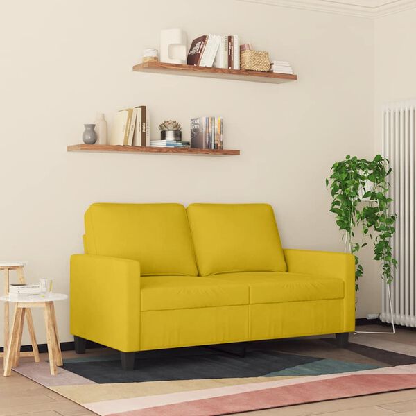 vidaXL 2-seater Sofa Yellow Velvet (100% polyester), metal, foam