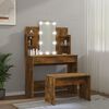 vidaXL Dressing Table Set With LED Smoked oak Engineered wood, acrylic