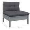 vidaXL 4-seater Garden Sofa Grey Solid pinewood Medium Modular