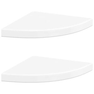 vidaXL Corner Shelf Set of 2 High gloss white Honeycomb MDF, metal