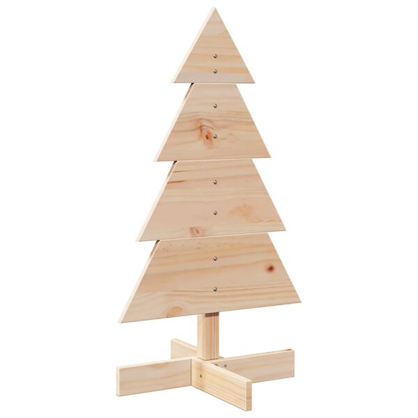 vidaXL Wooden Christmas Tree Natural Wood Solid Pine Wood Small