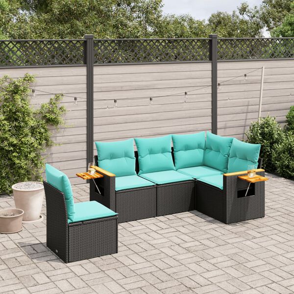 vidaXL Patio Sofa Set Black, Blue