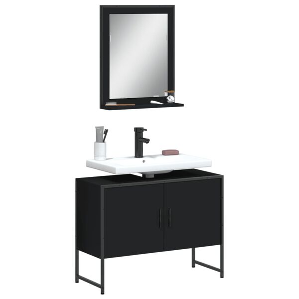 vidaXL Bathroom Cabinet Set Black Engineered wood Bathroom Cabinet Set