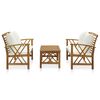 vidaXL Garden Lounge Set Cream white, Natural wood Solid acacia wood