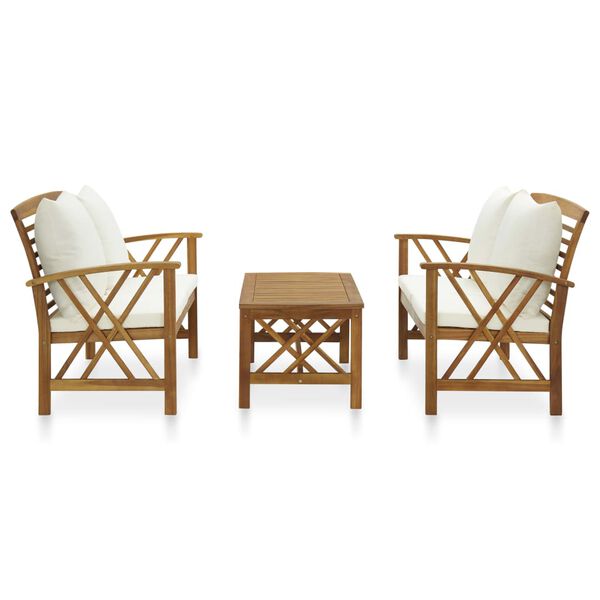 vidaXL Garden Lounge Set Cream white, Natural wood Solid acacia wood