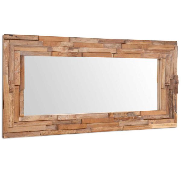 vidaXL Decorative Mirror Brown Teak, Glass 47.2 x 23.6 in