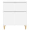 vidaXL Sideboard High gloss white Engineered wood, Solid eucalyptus wood