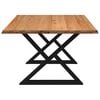 vidaXL Dining Table Light brown, Black Solid oak wood, Powder-coated steel