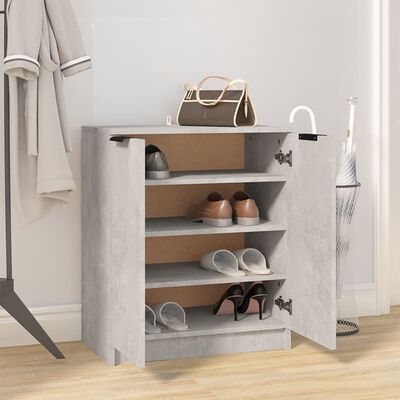 vidaXL Shoe Cabinet Concrete Gray 23.2"x13.8"x27.6" Engineered Wood