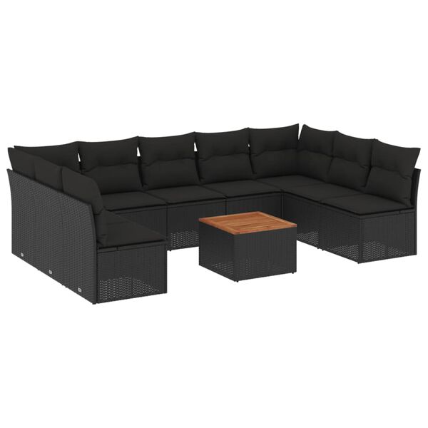 vidaXL Garden Sofa Set Black